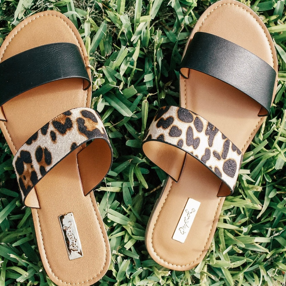 Black and Leopard Sandals